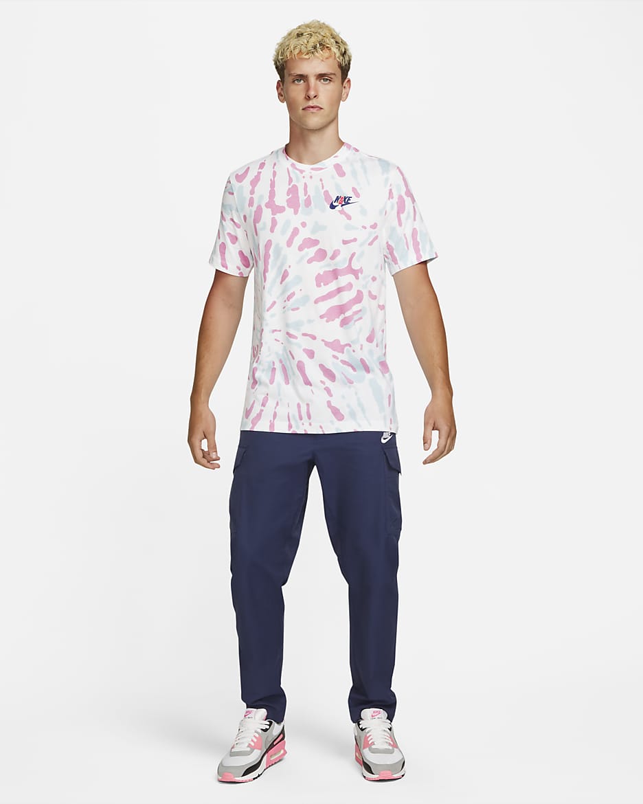 Nike Sportswear Men's Black Light Tie-Dye T-Shirt - White