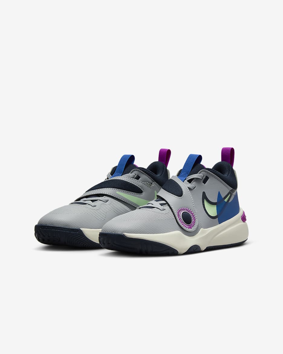 Nike Team Hustle D 11 SE Older Kids' Basketball Shoes - Wolf Grey/Obsidian/Hyper Royal/Vapour Green