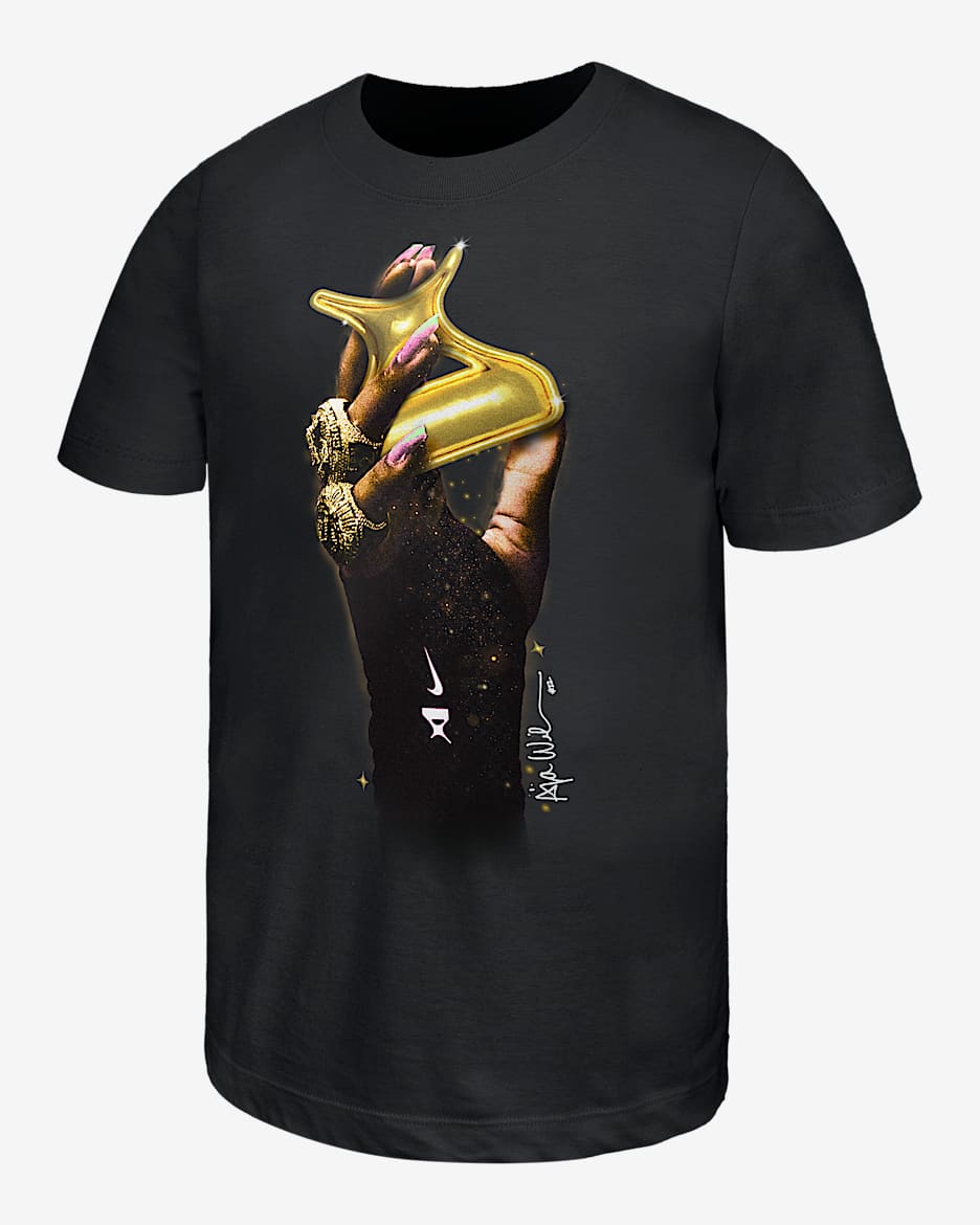 Playera de básquetbol Nike para niños talla grande A'ja Wilson Rings "So Win" - Negro