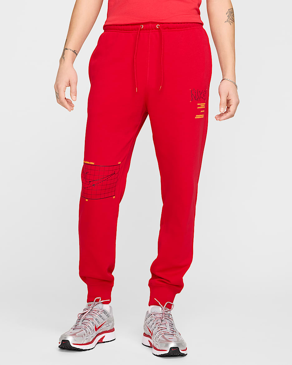 Joggers de French Terry para hombre Nike Club - Rojo universitario/Negro