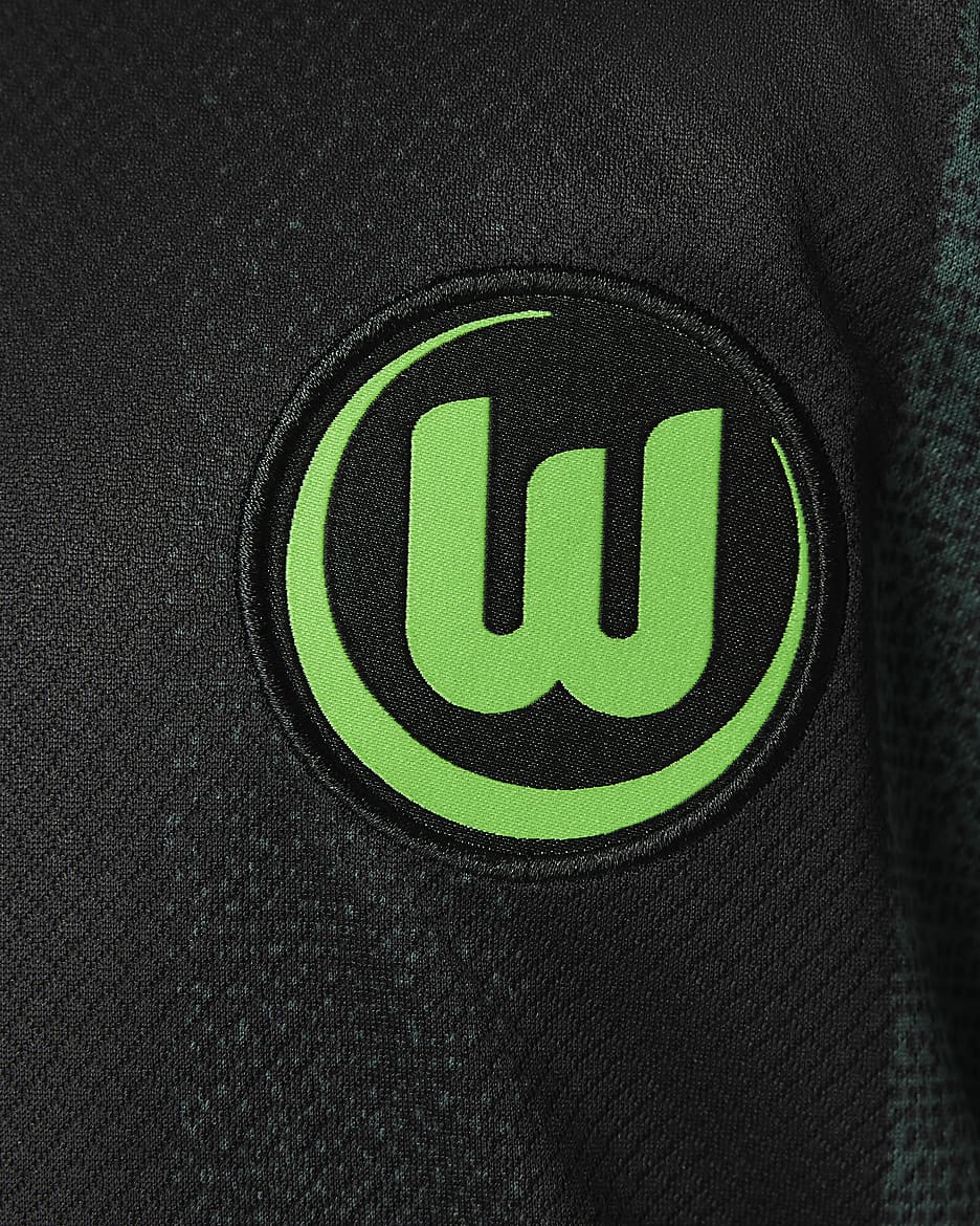 Segunda equipación Stadium VfL Wolfsburgo 2024/25 Camiseta de fútbol de réplica Nike Dri-FIT - Niño/a - Negro/Pro Green/Pro Green/Sub Lime