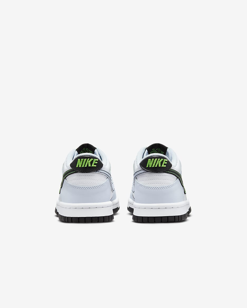 Nike Dunk Low-sko til større børn - hvid/Football Grey/Green Strike/sort