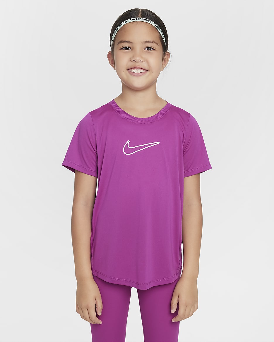 Nike One Fitted Dri-FIT-Kurzarmshirt (Mädchen) - Hot Fuchsia/Weiß