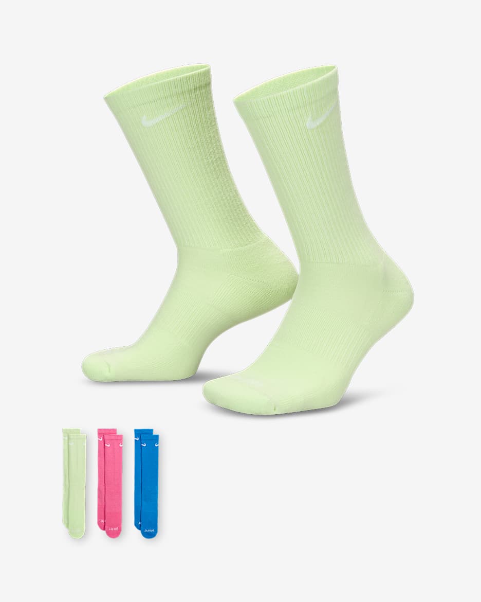 Chaussettes de training mi-mollet Nike Everyday Plus Cushioned (3 paires) - Multicolore