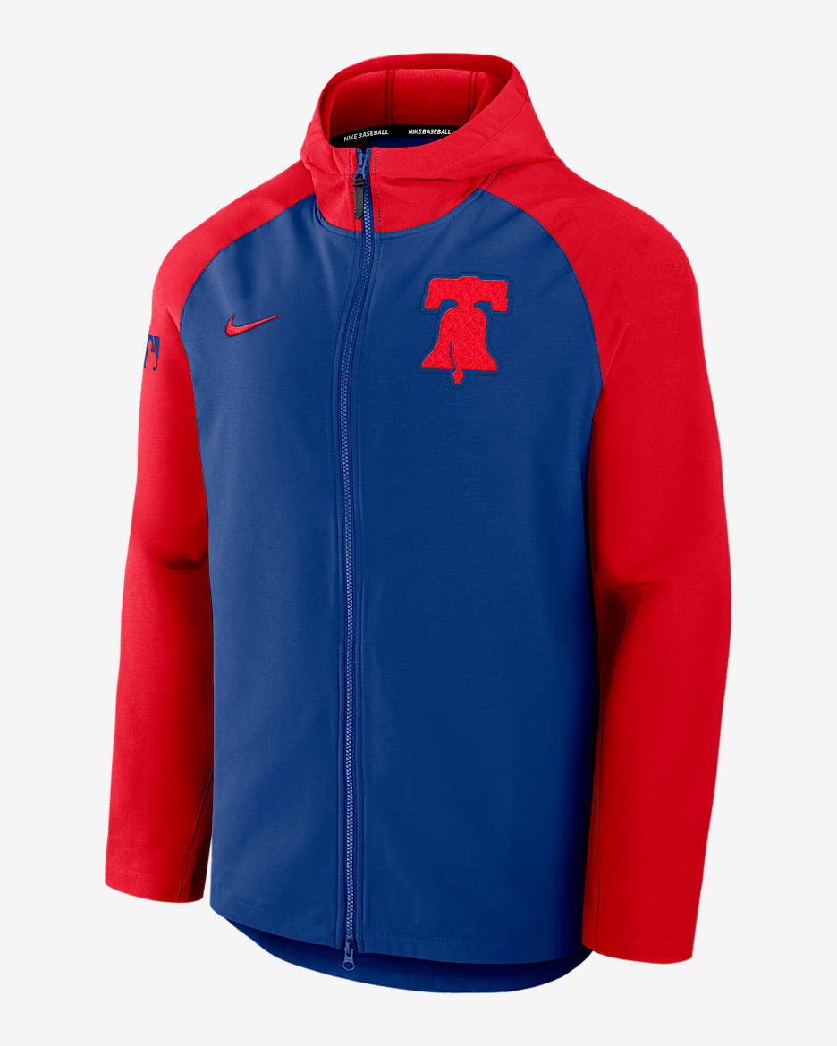Chamarra Nike Therma de la MLB de cierre completo para hombre Philadelphia Phillies Authentic Collection - Royal