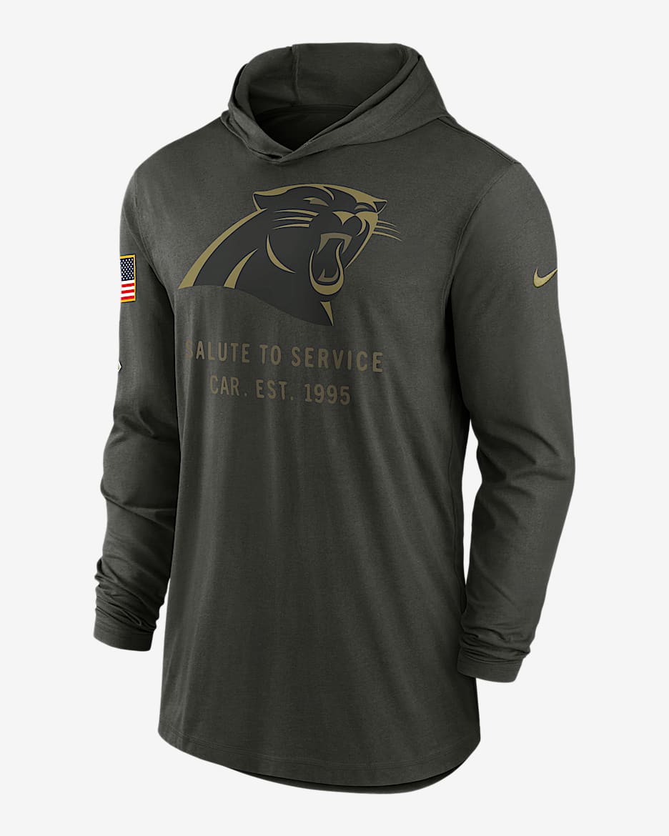 Carolina Panthers Salute to Service Sideline Men’s Nike Dri-FIT NFL Long-Sleeve Hooded Top - Forest Green