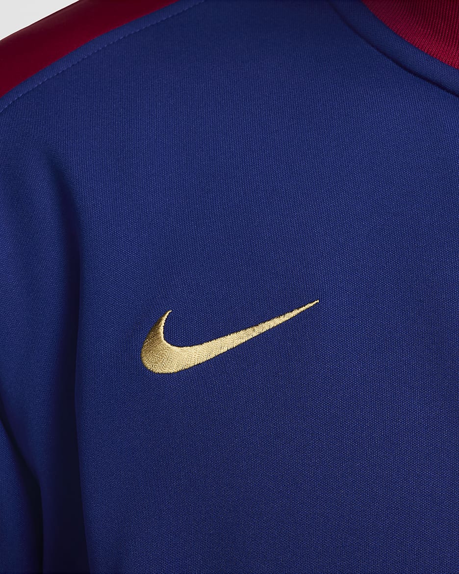 FC Barcelona Academy Pro Home Men's Nike Dri-FIT Soccer Anthem Jacket - Deep Royal Blue/Noble Red/Club Gold