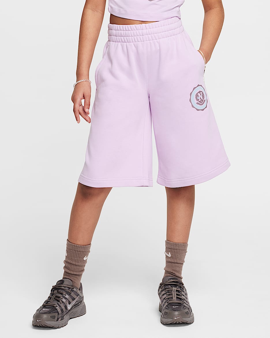 Dívčí kraťasy Nike Sportswear z francouzského froté - Doll/Taupe Grey