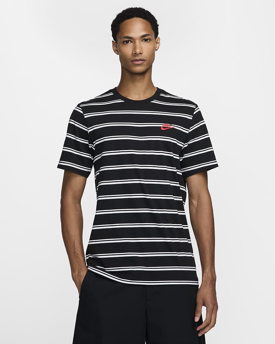 Nike Sportswear Men's Striped T-Shirt - Black