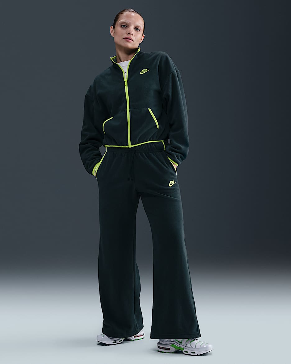 Nike Sportswear Club Fleece Women's Mid-Rise Wide-Leg Cozy Pants - Seaweed/Cyber