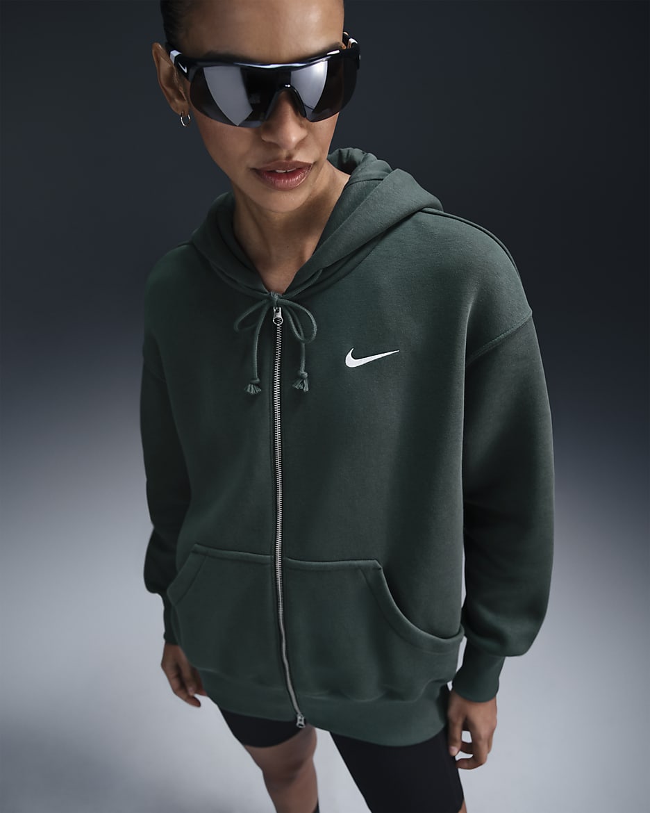 Nike Sportswear Phoenix Fleece Women's Oversized Full-Zip Hoodie - Vintage Green/Sail
