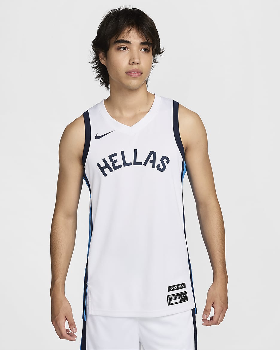 Maillot Nike Basketball Grèce Limited Domicile pour homme - Blanc/Light Photo Blue