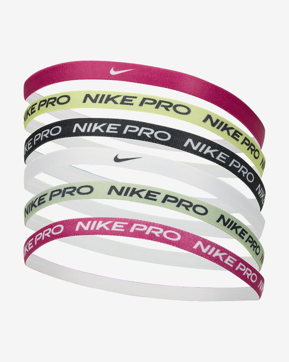 Nike Printed Headbands (6 Pack) - Fireberry/Light Lemon Twist/White