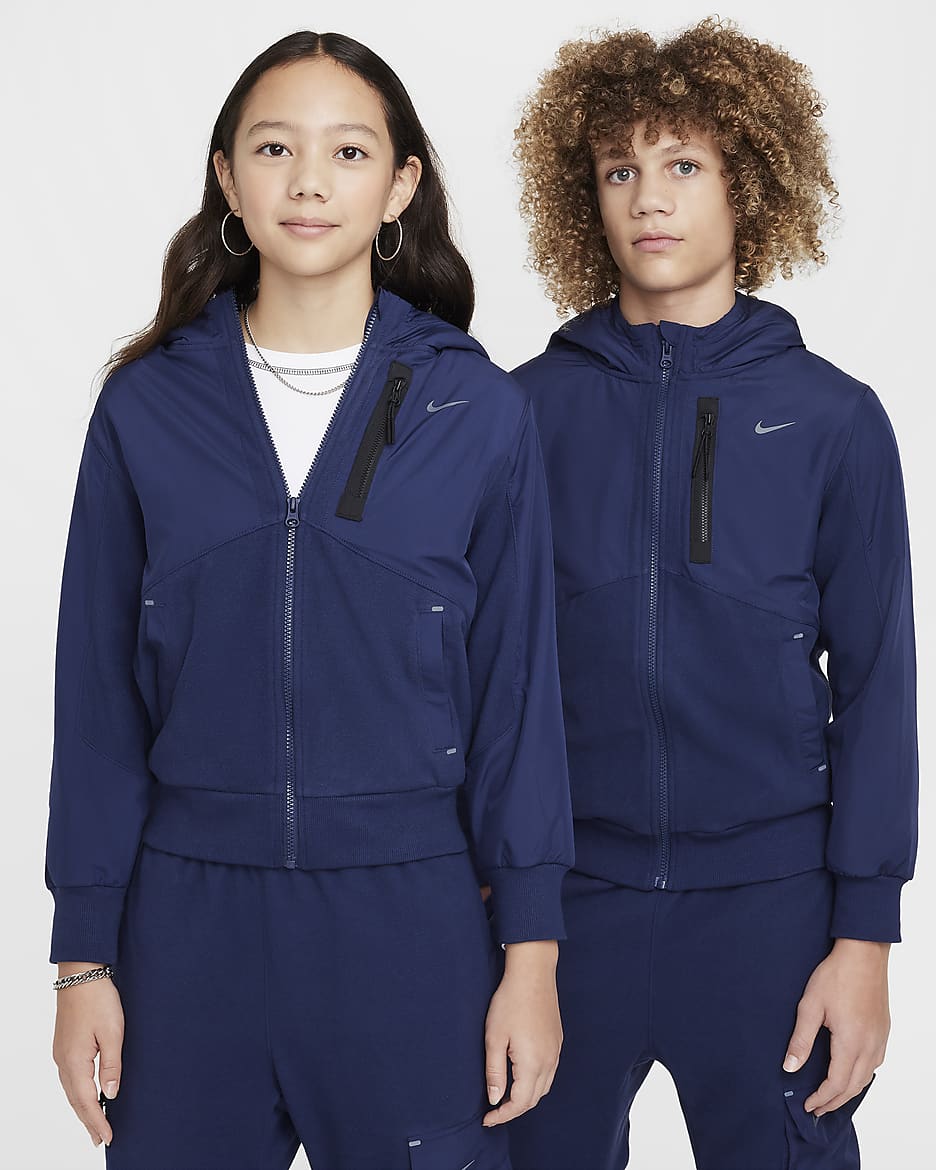 Nike Sportswear City Utility EasyOn Big Kids' Therma-FIT Winterized Jacket - Midnight Navy/Midnight Navy/Black