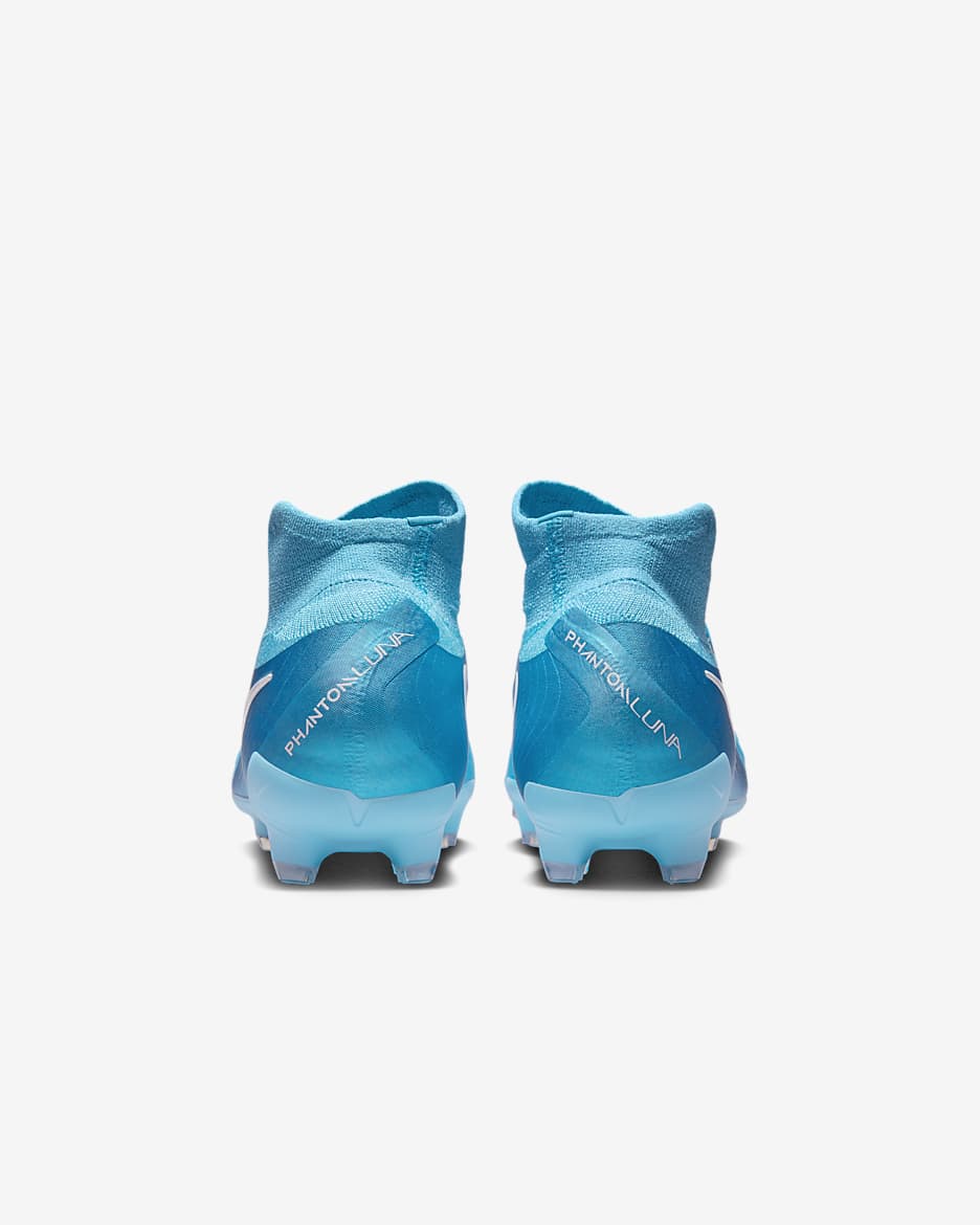 Nike Phantom Luna 2 Pro FG magas szárú, stoplis futballcipő - Blue Fury/Fehér