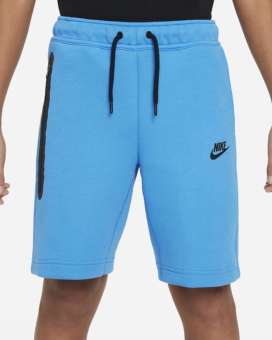 Nike Tech Fleece Older Kids' (Boys') Shorts - Light Photo Blue/Black/Black