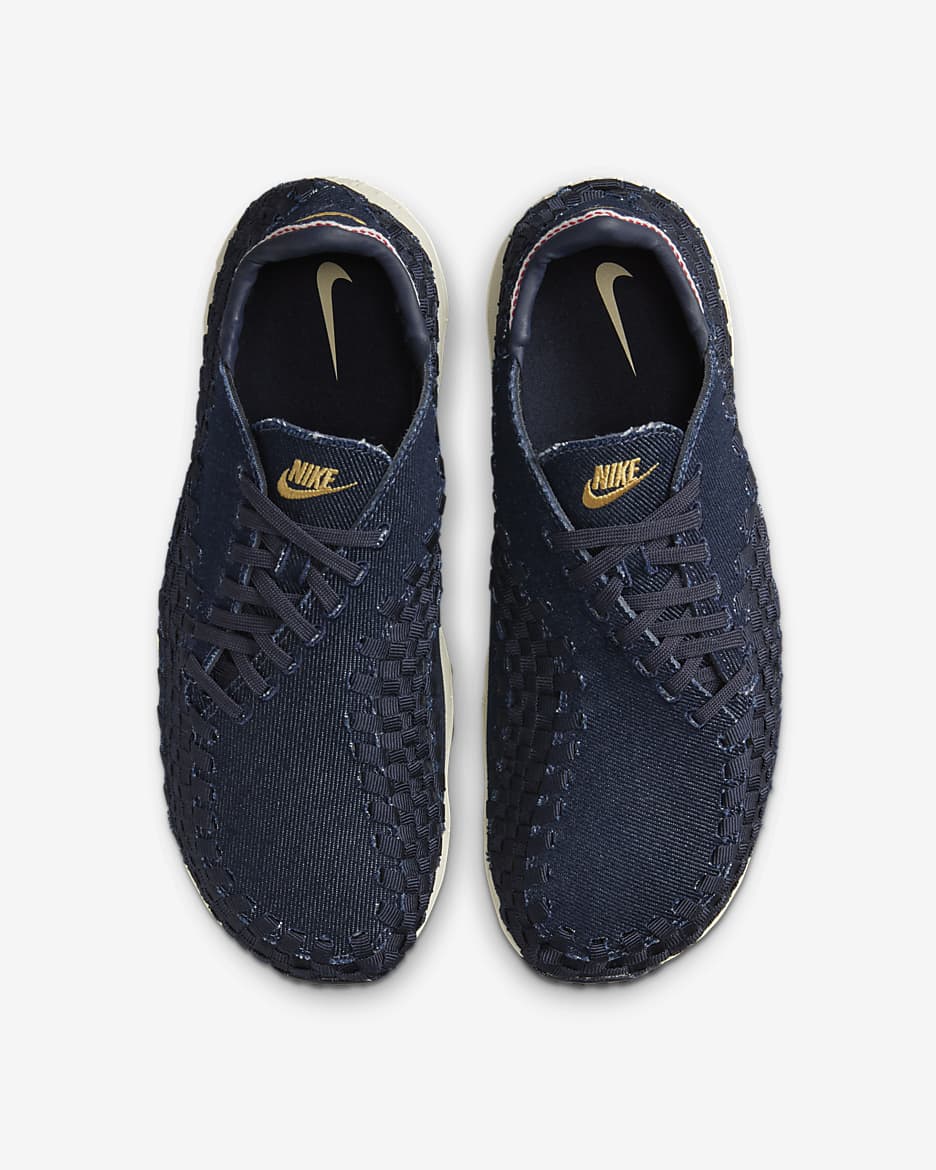 Nike Air Footscape Woven damesschoenen - Denim/Obsidian/Coconut Milk/Wheat Gold