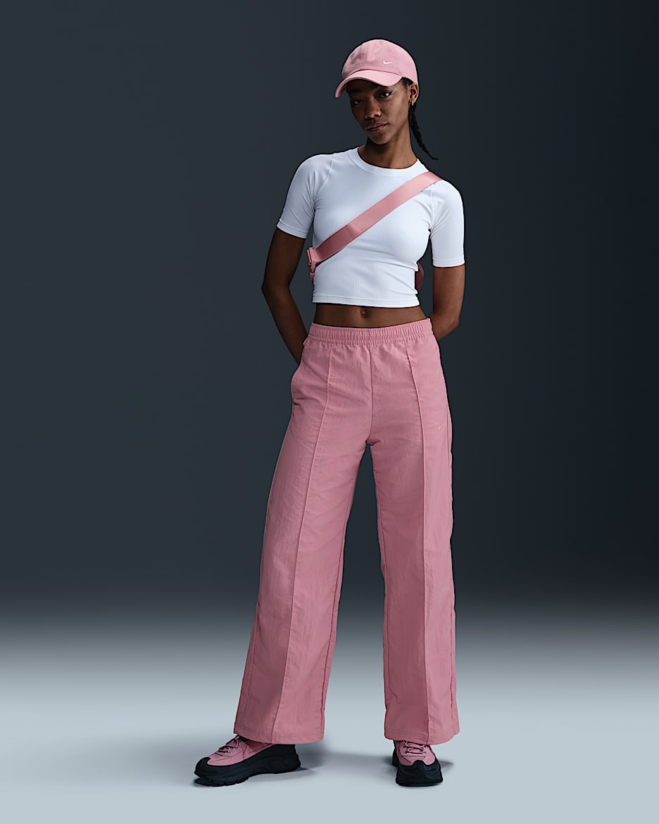 Nike Sportswear Everything Wovens Women's Mid-Rise Open-Hem Pants - Elemental Pink/Elemental Pink