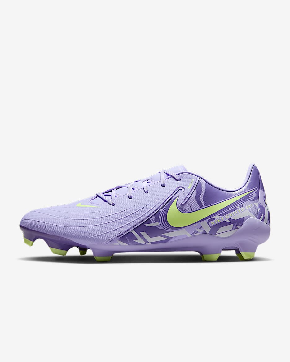 Tacos de fútbol MG de corte low Nike United Phantom GX 2 Academy - Ágata morado/Voltio ligero