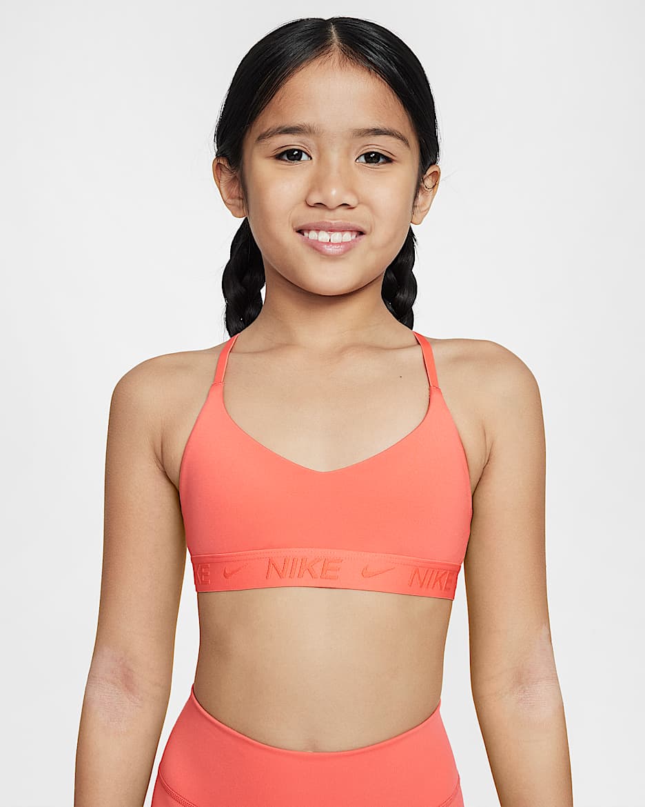 Bra deportivo para niña Nike Indy - Brasa mágica/Brasa mágica