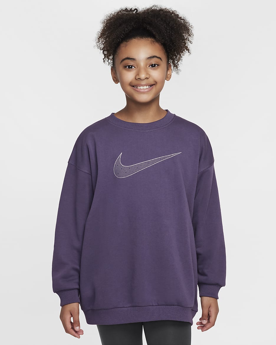 Nike Sportswear Club Fleece Older Kids' (Girls') Oversized Sweatshirt - Dark Raisin/Metallic Silver