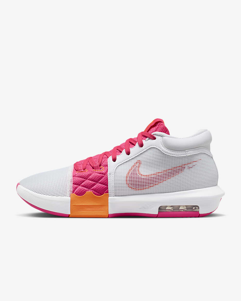 LeBron Witness 8 EP 籃球鞋 - 白色/Bright Mandarin/Aster Pink