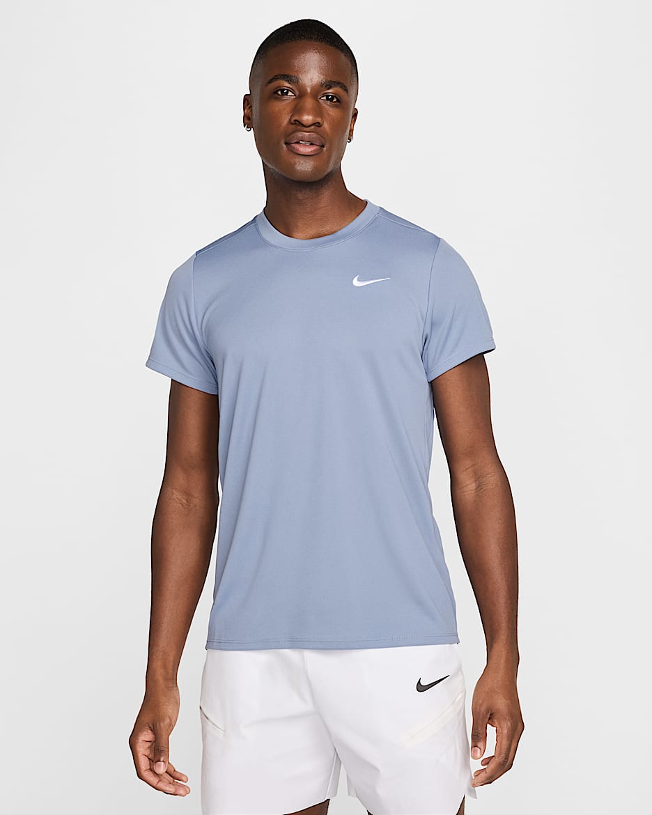 NikeCourt Victory Men's Dri-FIT Tennis Top - Ashen Slate/White