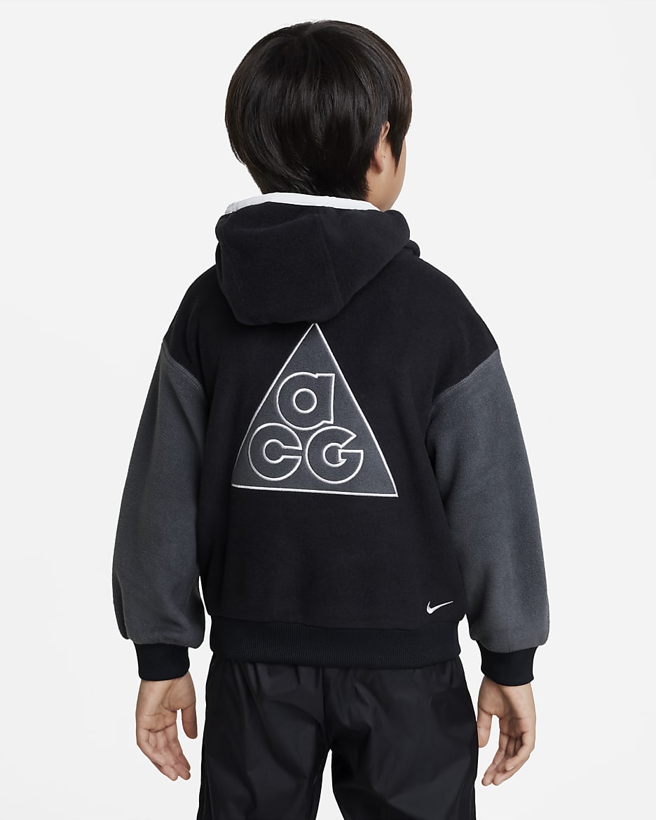 Nike ACG Polartec® 'Wolf Tree' Younger Kids' Pullover Hoodie - Black