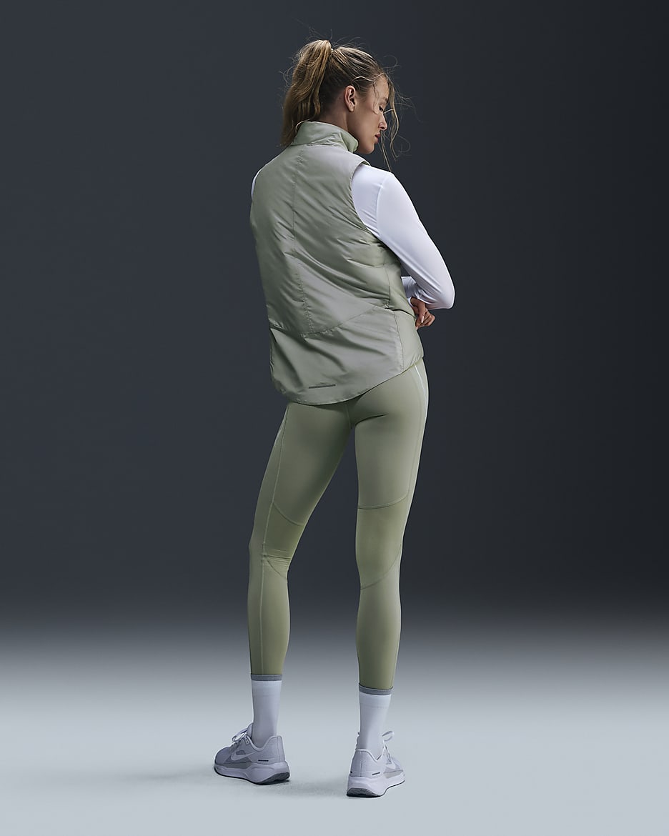 Nike Fast Women's Mid-Rise 7/8 Running Leggings with Pockets - Jade Horizon/Light Silver