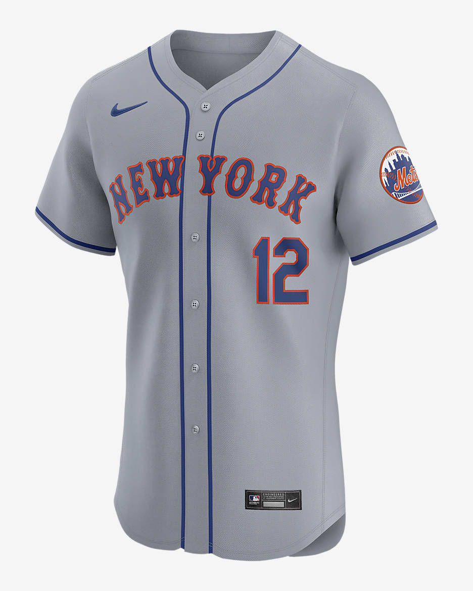 Francisco Lindor New York Mets Men's Nike Dri-FIT ADV MLB Elite Jersey - Grey