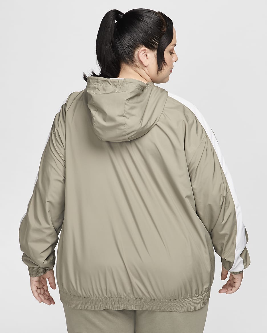 Nike Sportswear Classic Wovens Women's Loose UV Hooded Jacket (Plus Size) - Light Army/White