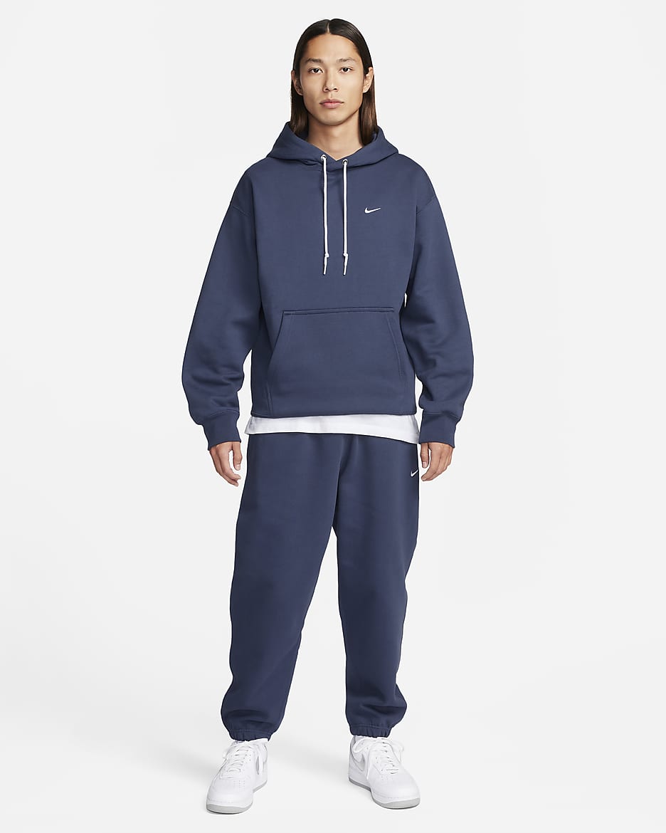 Nike Solo Swoosh Men's Fleece Pullover Hoodie - Thunder Blue/White