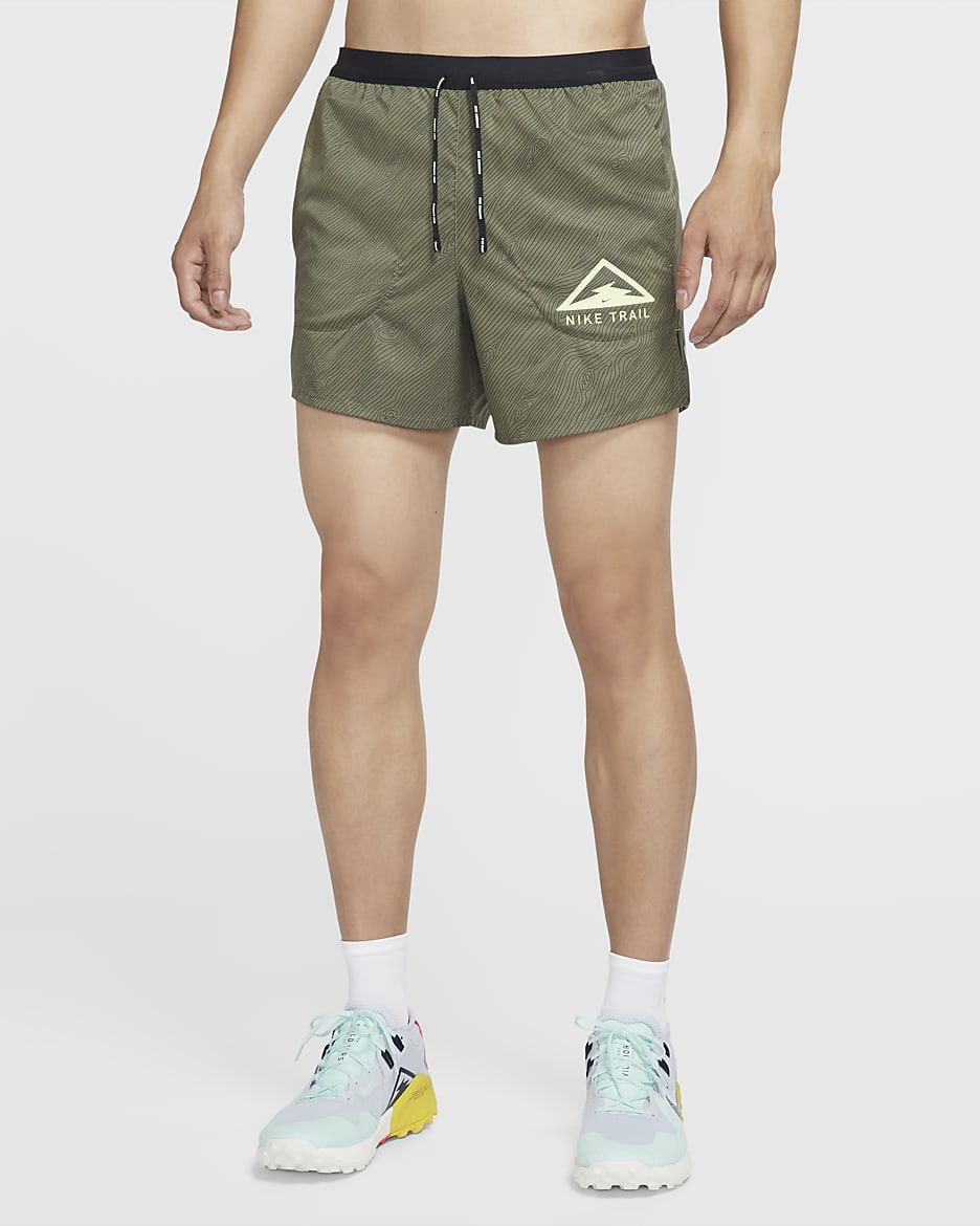 Nike Flex Stride Men's 5" Trail Running Shorts - Medium Khaki/Black/Barely Volt
