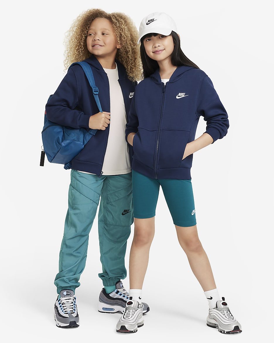 Nike Sportswear Club Fleece Older Kids' Full-Zip Hoodie - Midnight Navy/White