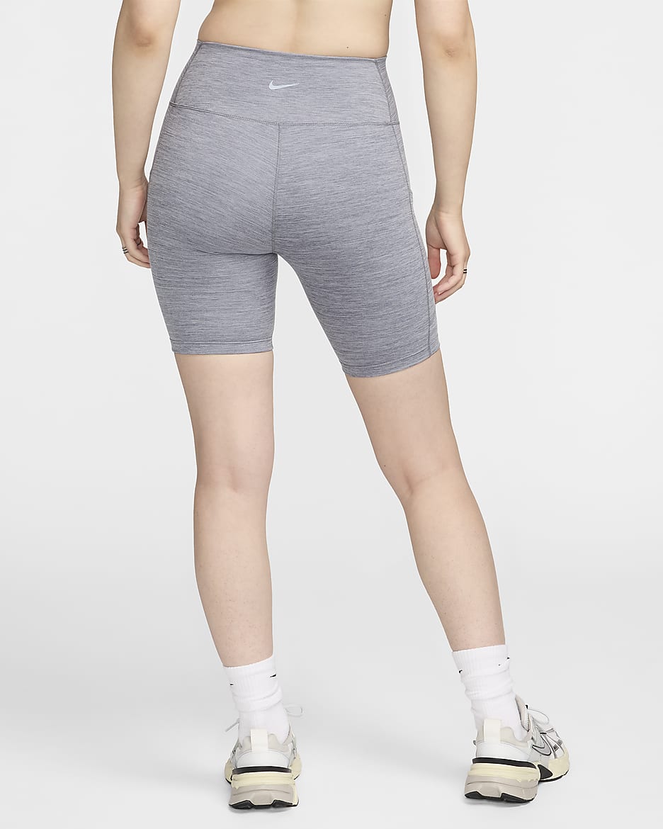 Nike One Women's High-Waisted 8" Biker Shorts with Pockets - Smoke Grey/Heather/Black