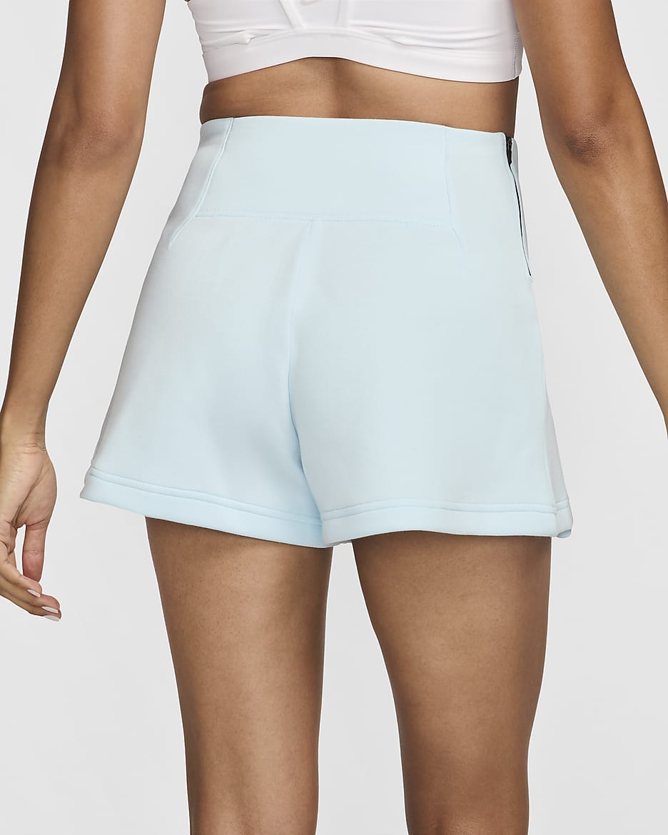 Nike Sportswear Tech Fleece Women's High-Waisted 3" Pleated Shorts - Glacier Blue/Black