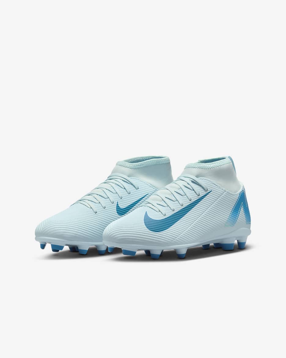 Nike Jr. Mercurial Superfly 10 Club Little/Big Kids' MG High-Top Soccer Cleats - Glacier Blue/Blue Orbit