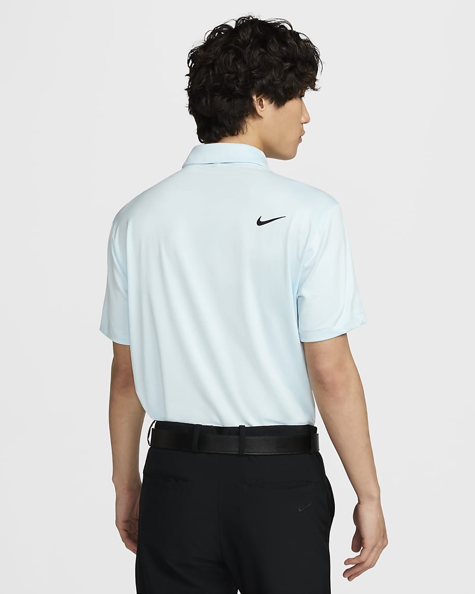 Nike Dri-FIT Tour 男款純色高爾夫球衫 - Glacier Blue/黑色