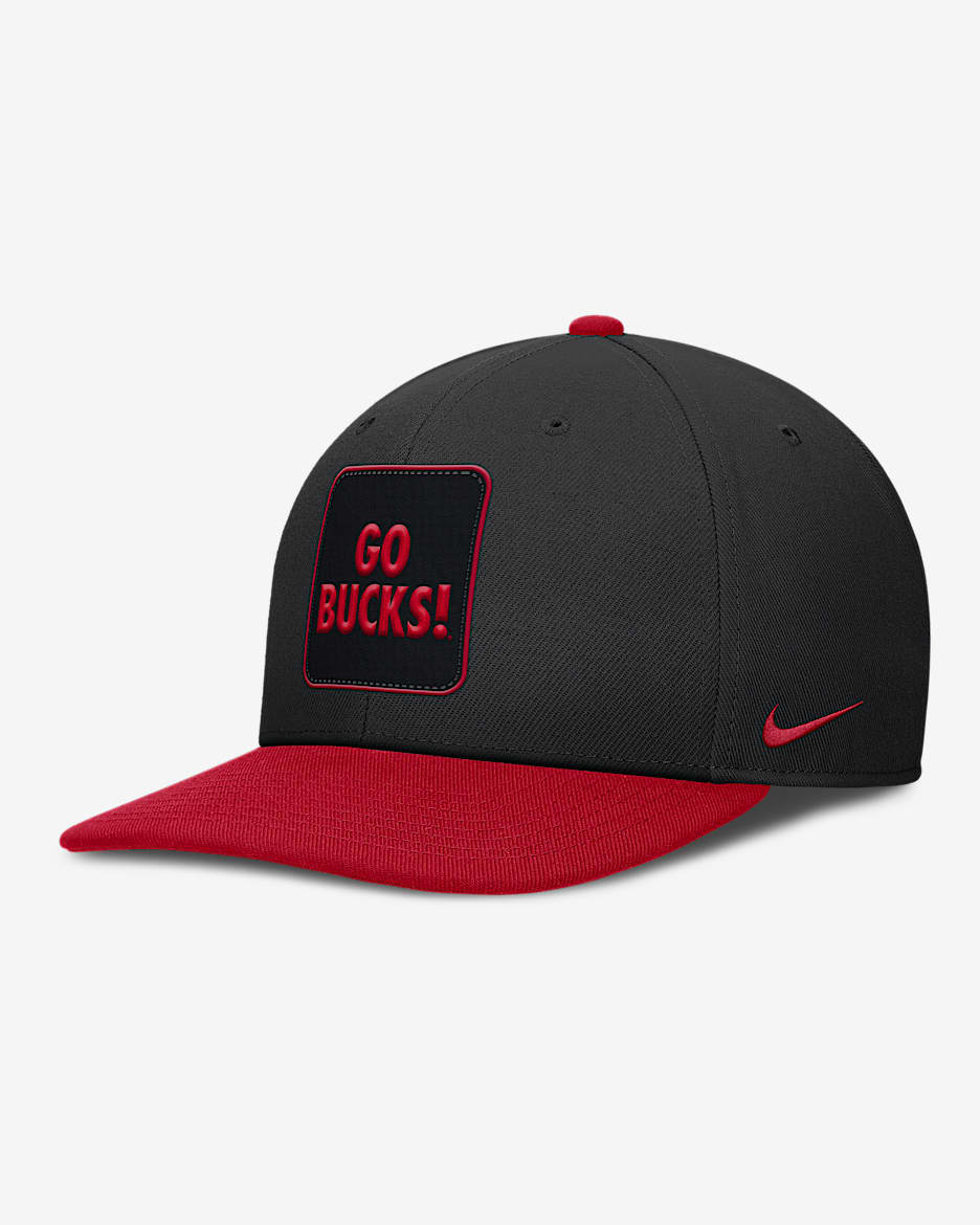 Gorra universitaria Nike Dri-FIT ajustable para hombre Ohio State Sideline Campus Local Pro - Negro