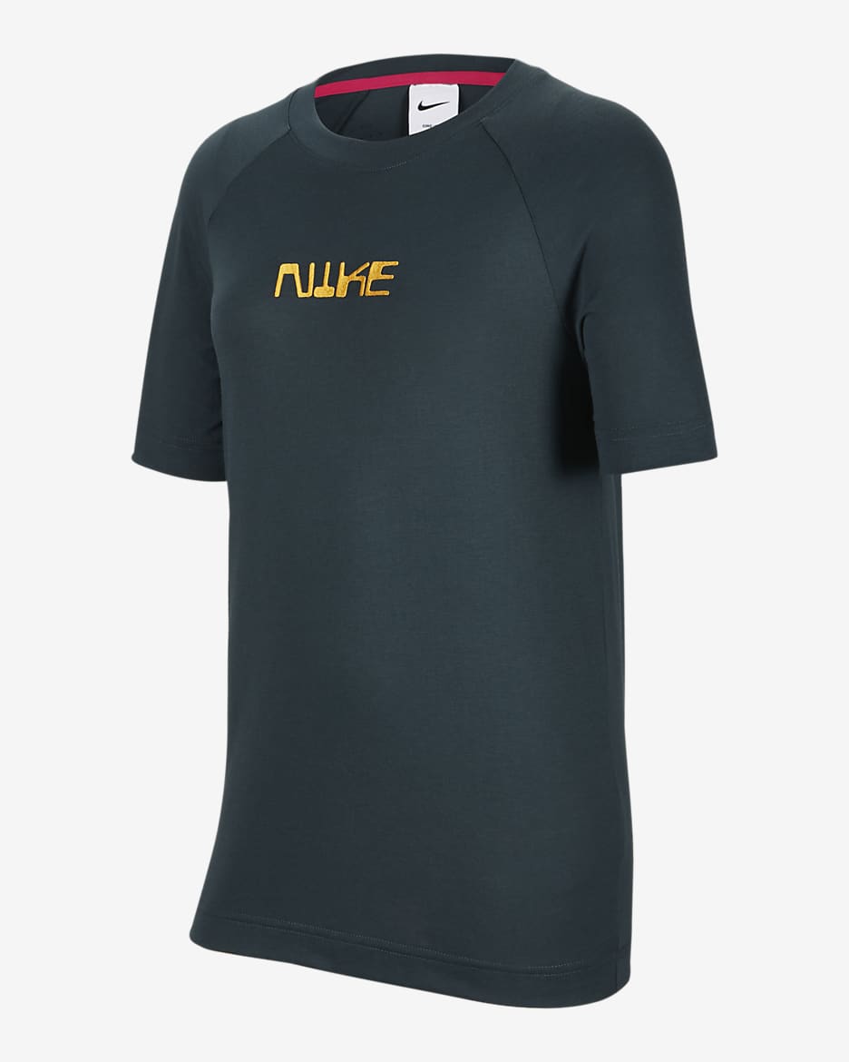 Nike Dri-FIT 大童短袖足球上衣 - Deep Jungle/Fireberry