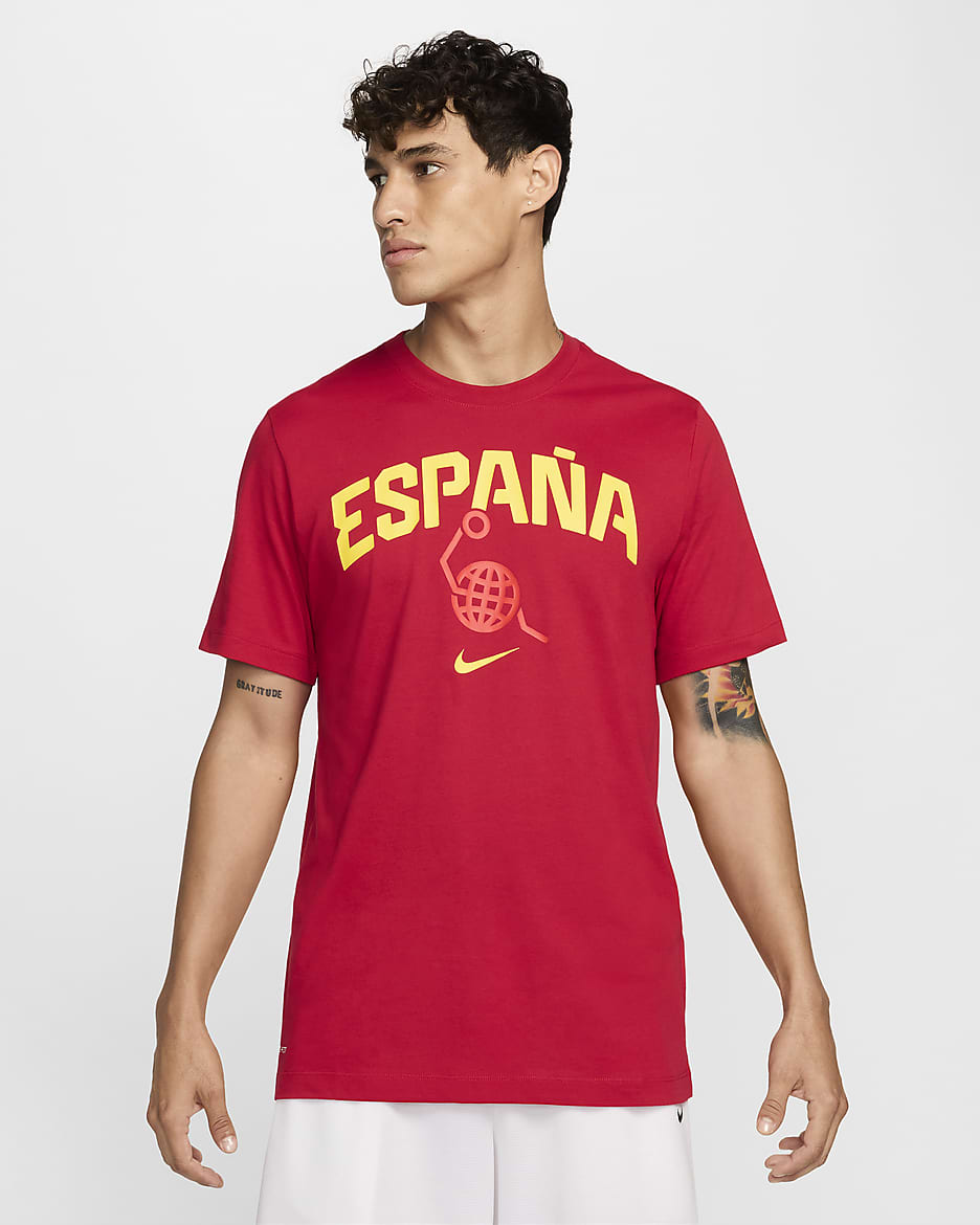 Spain Men's Nike Basketball T-Shirt - Gym Red/Gym Red/Chile Red/Tour Yellow