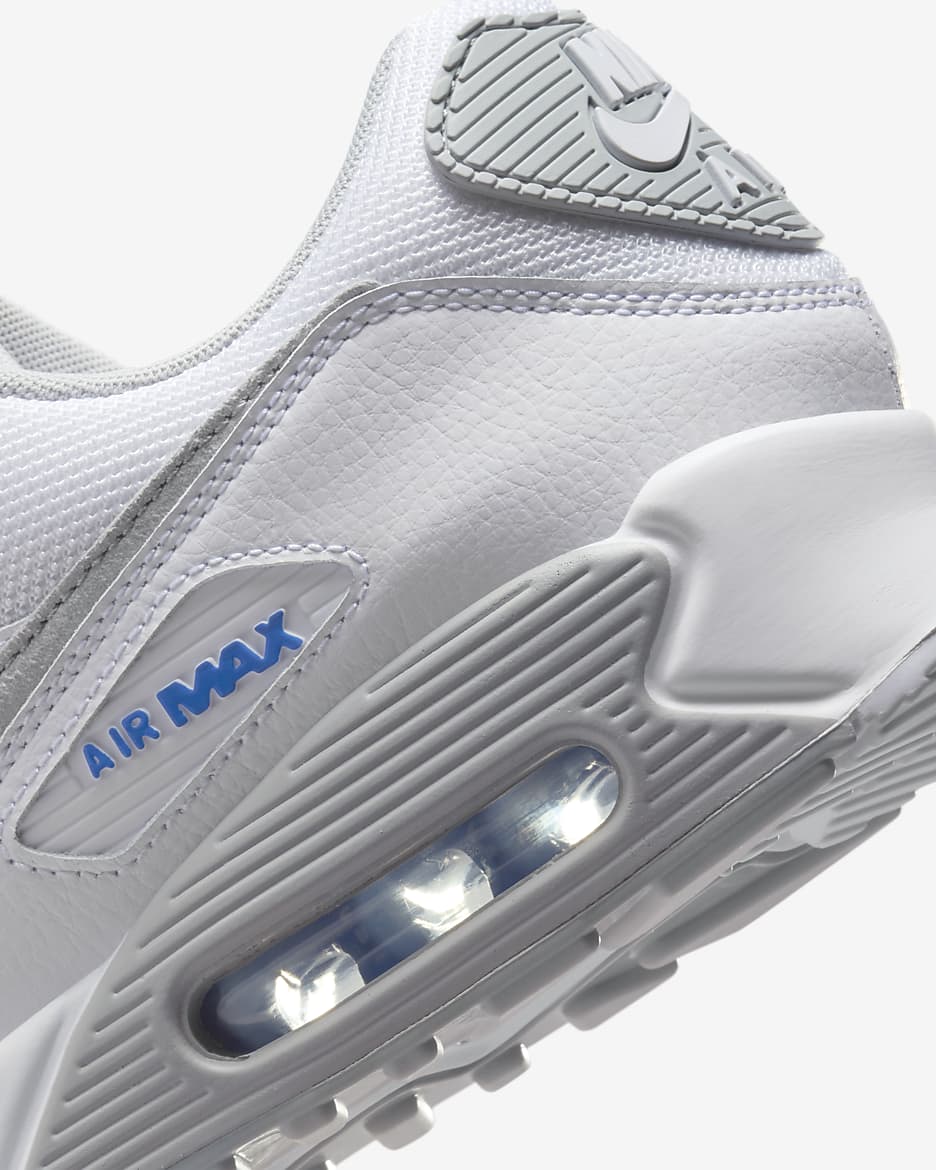 Nike Air Max 90 Men's Shoes - White/Racer Blue/Black/Light Smoke Grey