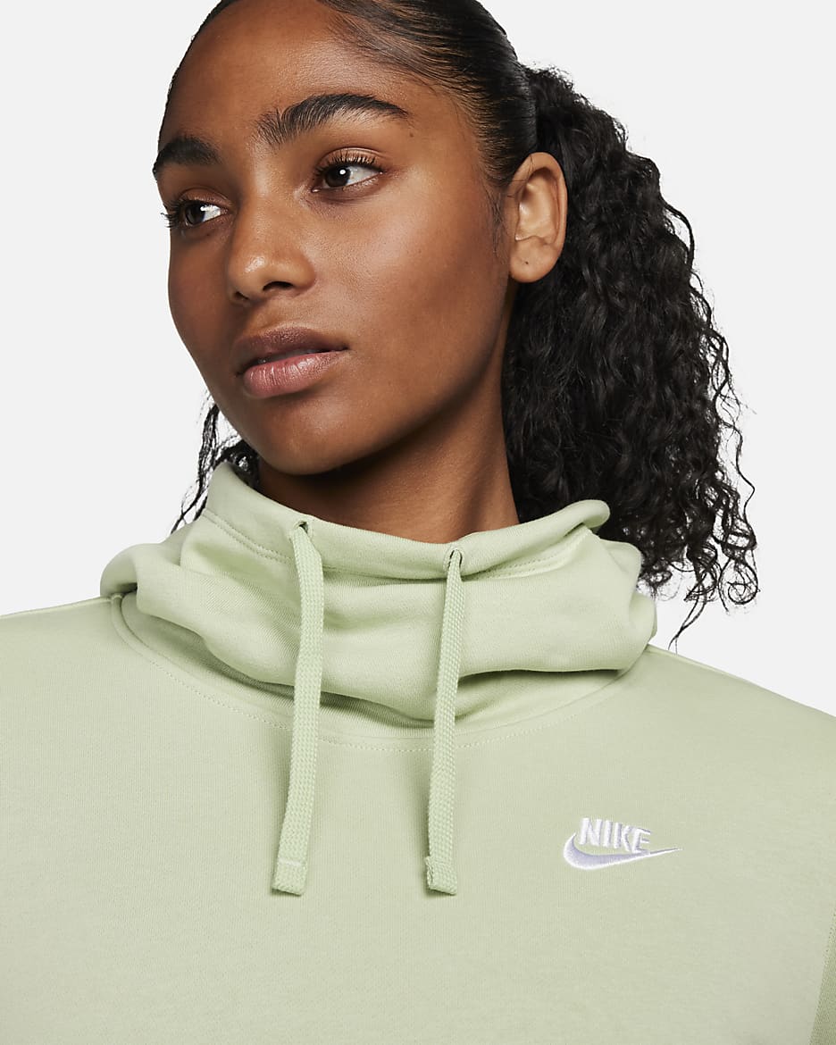 Nike Sportswear Club Fleece Women's Funnel-Neck Hoodie - Honeydew/White