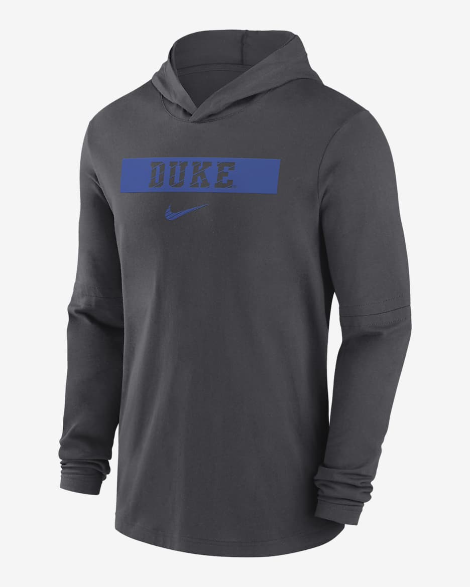 Duke Blue Devils Sideline Men's Nike Dri-FIT College Long-Sleeve Hooded Top - Anthracite