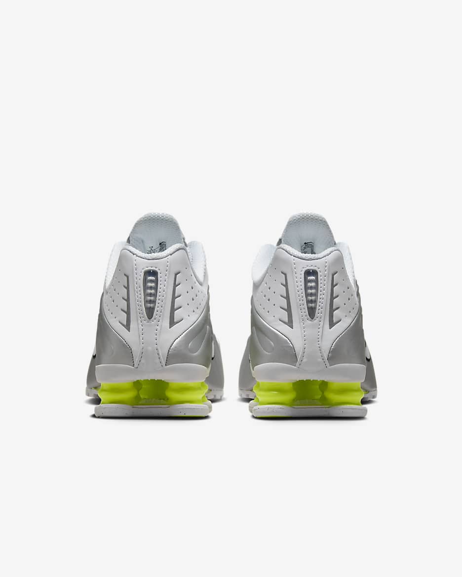 Tenis Nike Shox R4 - Blanco/Plata metalizado/Volt/Blanco