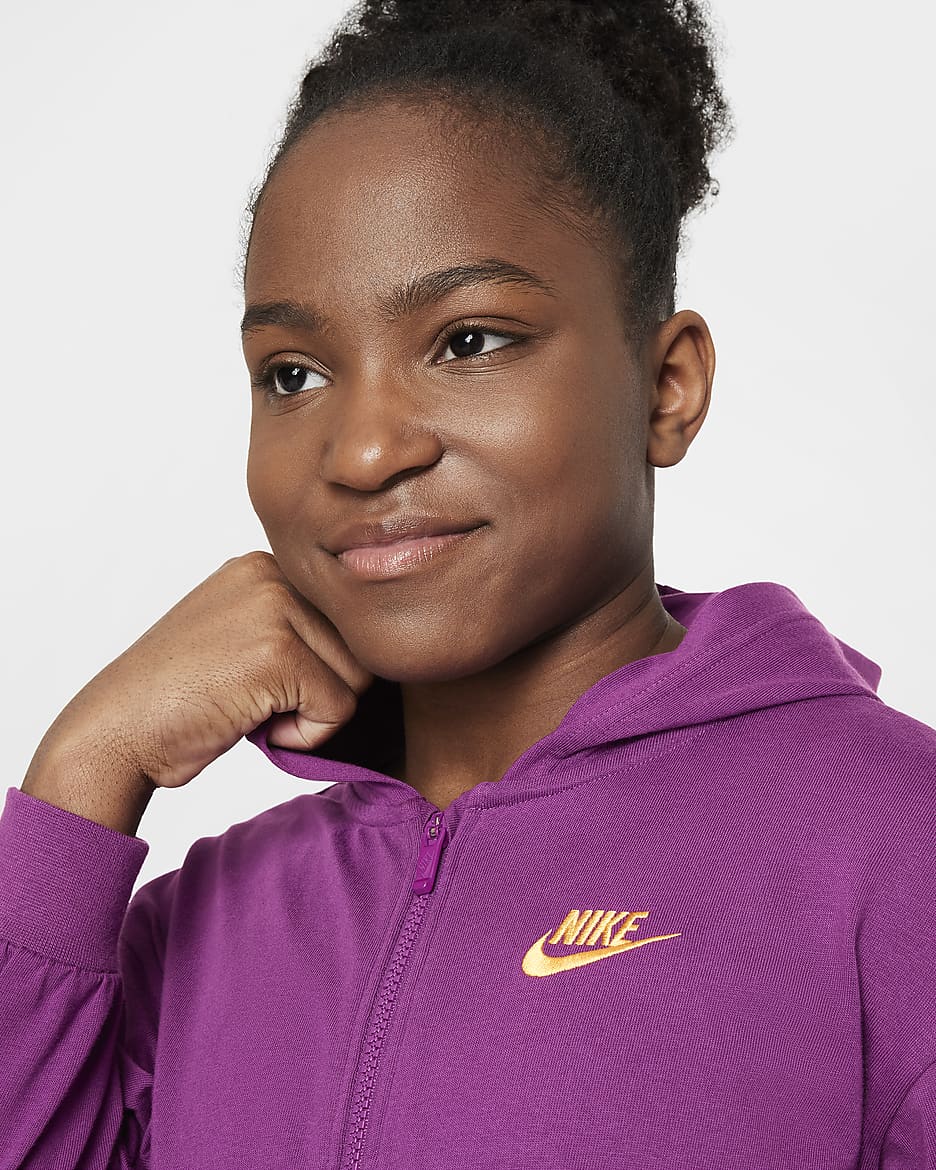 Nike Sportswear Older Kids' (Girls') Full-Zip Hoodie - Viotech/University Gold