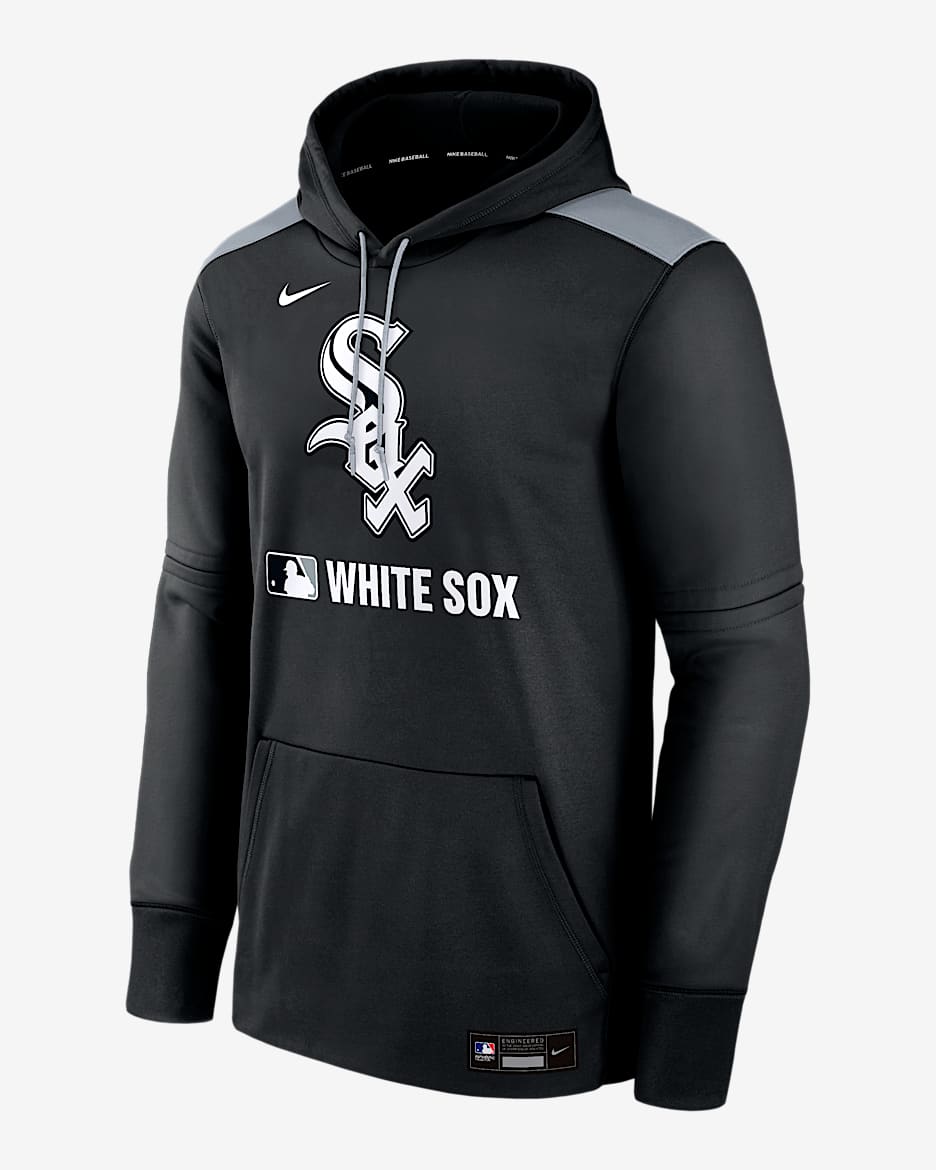 Sudadera con gorro sin cierre Nike Therma de la MLB para hombre Chicago White Sox Authentic Collection - Negro