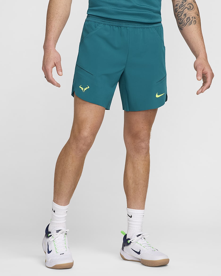 Rafa Nike Dri-FIT ADV Tennisshorts voor heren (18 cm) - Geode Teal/Volt