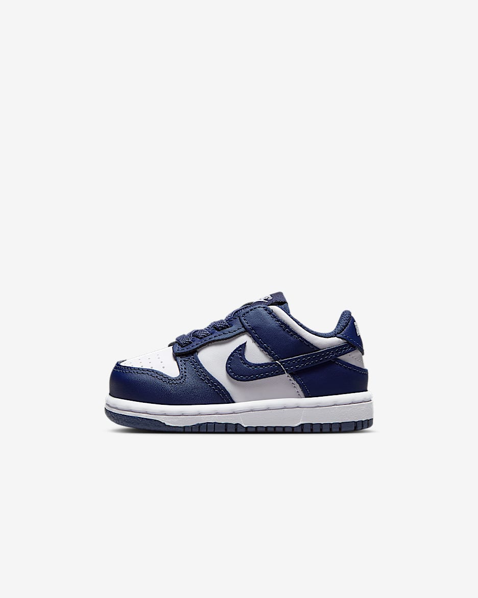Calzado para bebé e infantil Nike Dunk Low - Blanco/Blanco/Azul marino medianoche