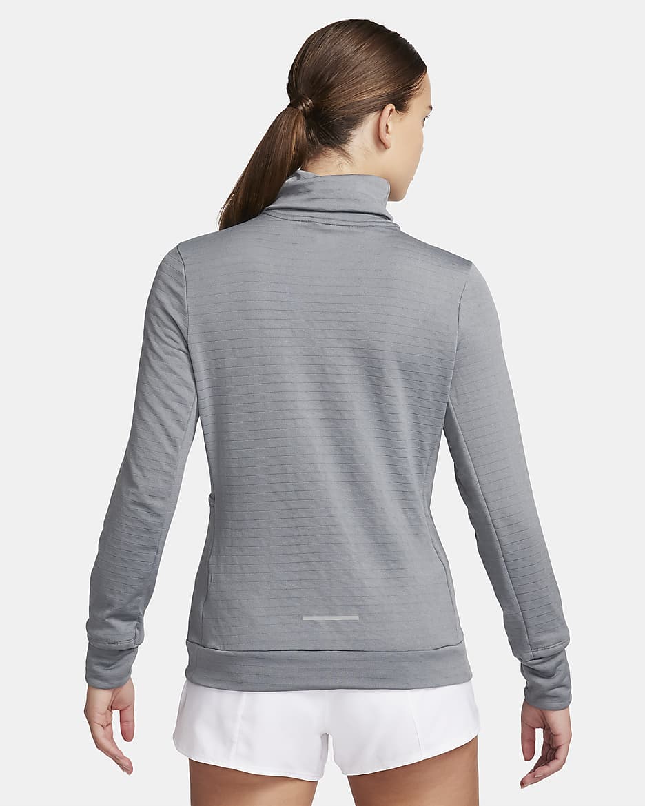 Playera de cuello de tortuga de running para mujer Nike Therma-FIT Swift Element - Gris humo